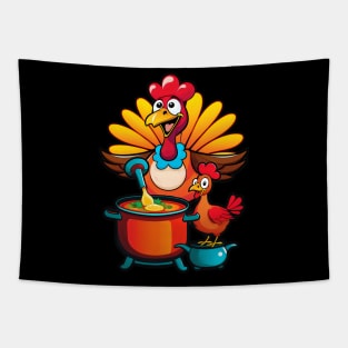 Funny Thanksgiving Turkey and Chicken Soup Tapestry