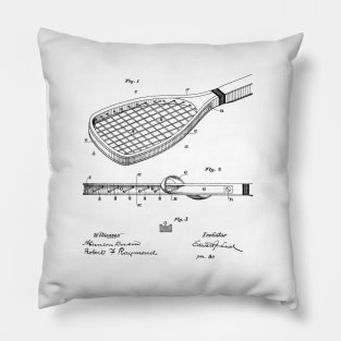 Construction of Tennis Rackets Vintage Patent Drawing Pillow