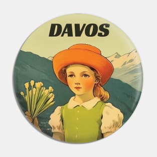 Davos, Switzerland, Travel Poster Pin