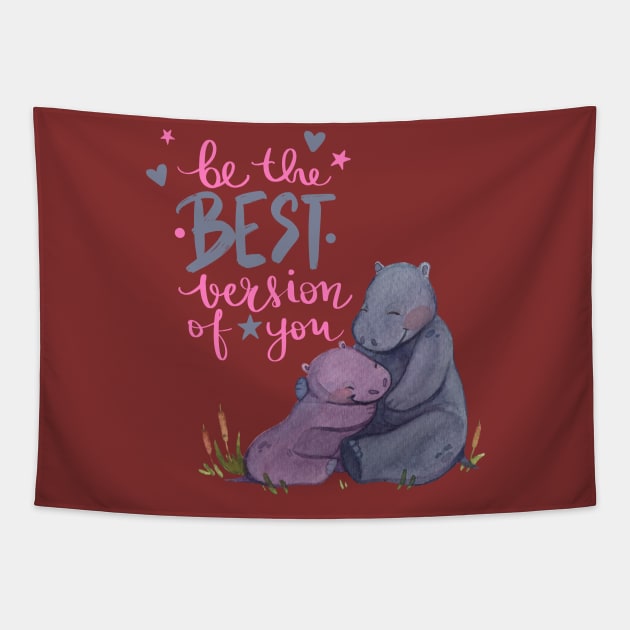 Pastel Colours Hippos for Baby Grow Tapestry by Blumammal