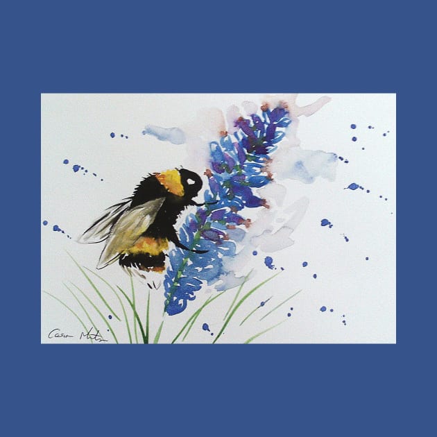 Bumble bee and Blue Lavender by Casimirasquirkyart