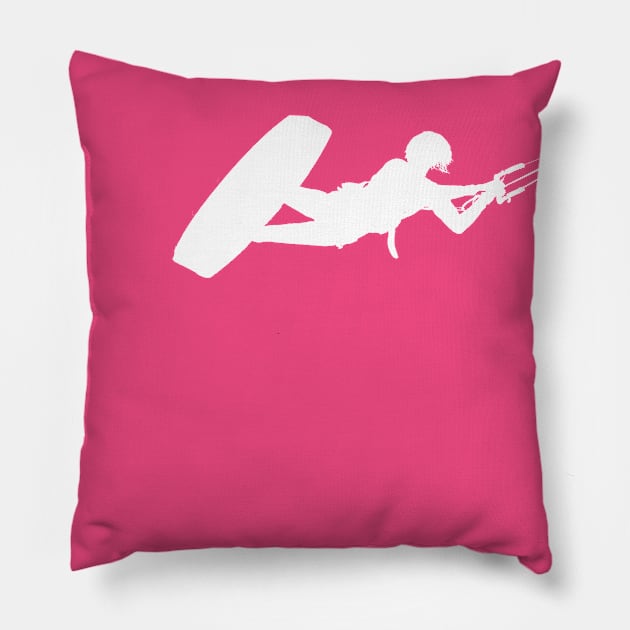 Kiter Silhouette In White Kitesurfer Action Vector Art Pillow by taiche