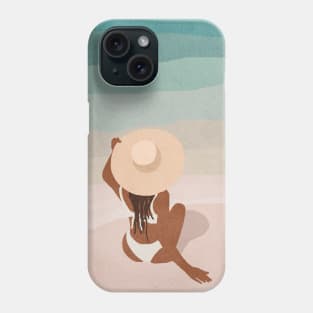 Girl in hat on the beach Phone Case