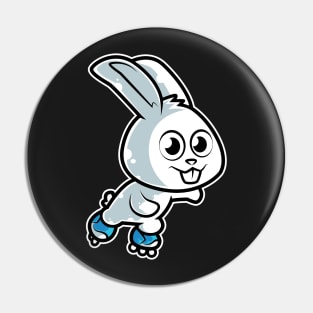 Rabbit Retro Roller Skate White Bunny print Pin