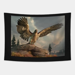 Hawk on the Rocks Tapestry