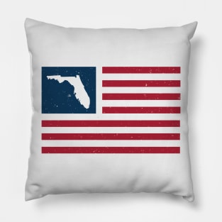 Vintage Florida USA Flag // Retro American Flag Stars and Stripes Pillow