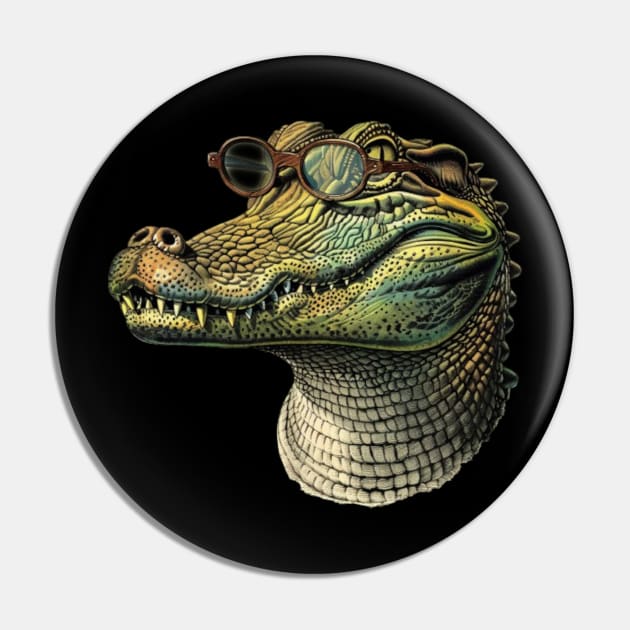 Gator Geek: The Wise-Guy Reptilian Tee Pin by Carnets de Turig