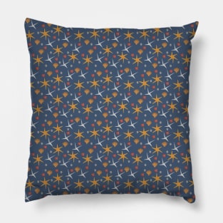 Beach Shells Stones Sea Birds Pattern Pillow