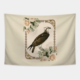 Osprey with Ivory Roses in Art Nouveau Influence Ivory Tapestry