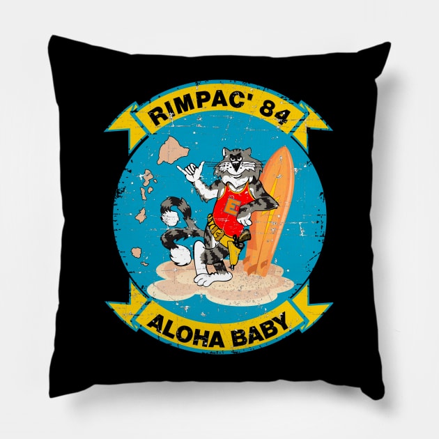 F-14 Tomcat - Aloha Baby - Rimpac'84 - Grunge Style Pillow by TomcatGypsy