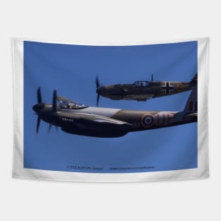 DH 98 Mosquito and Bf-109E3 fly-by Tapestry