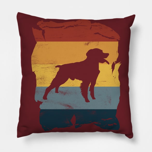 Brittany Spaniel Distressed Vintage Retro Silhouette Pillow by DoggyStyles