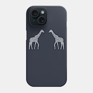 Giraffes in Love - cute African animal design - on dark blue Phone Case