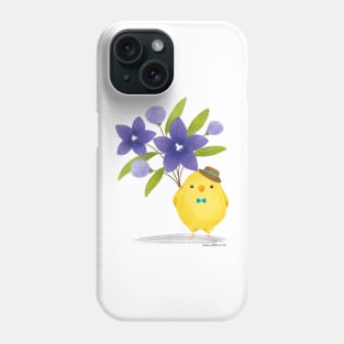 Yellow Bird with Balloon Flowers bouquet Phone Case