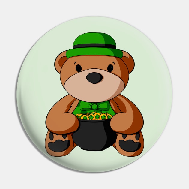 St. Patrick's Day Pot o' Gold Teddy Bear Pin by Alisha Ober Designs