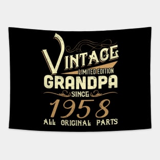 Vintage Grandpa Since 1958 Funny Man Myth Legend Daddy Tapestry