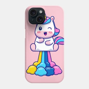 Cute Unicorn on Rainbow Phone Case