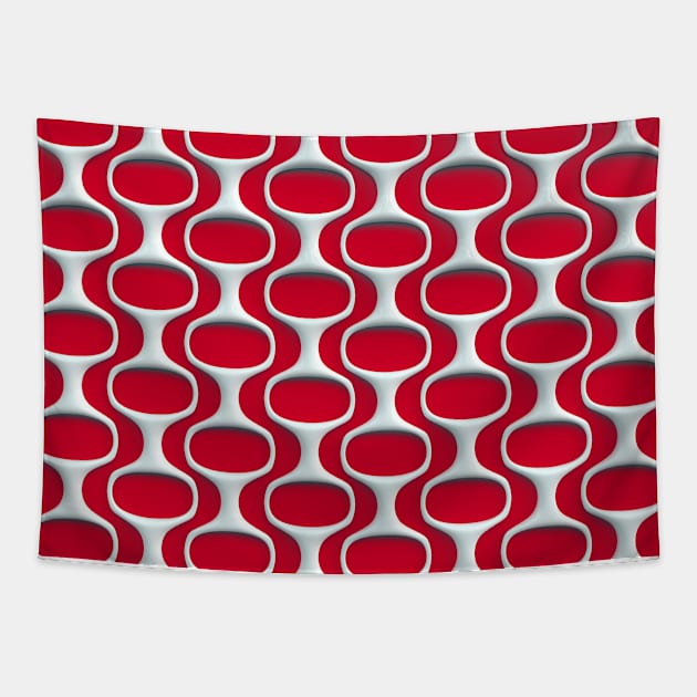 Retro Modern Pattern on Red Tapestry by AKdesign