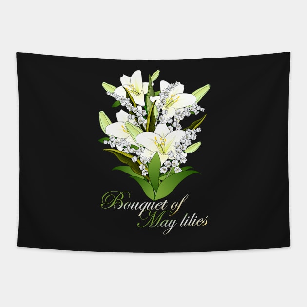 Bouquet of May lilies-Lilies Madonna and lilies of Valley-Spring flowers Tapestry by KrasiStaleva