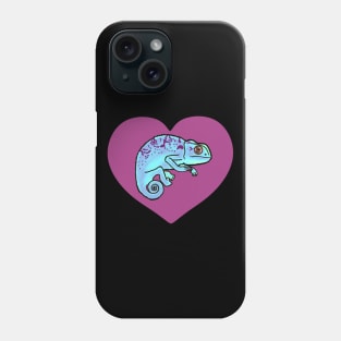 Purple Heart Colorful Chameleons for Chameleon Lovers Phone Case