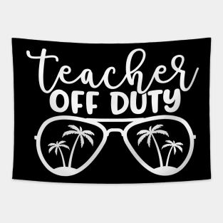 Teacher off duty - funny teacher joke/pun (white) Tapestry