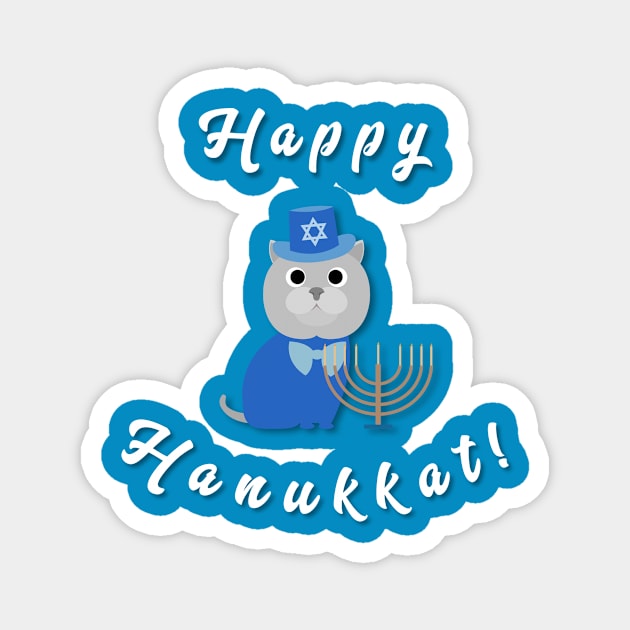 Funny Happy Hanukkat Hanukkah Cat Pet Lover Magnet by AHBRAIN