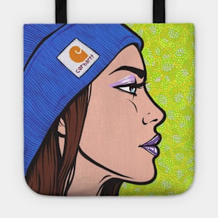 Blue Knit Comic Girl Tote