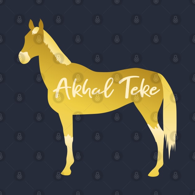 Gold Akhal Teke Digital Minimal Construction Paper Cutout Silhouette by Nuclear Red Headed Mare