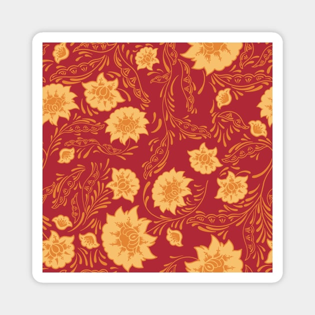 flower pattern orange yellow red aesthetic Magnet by maoudraw