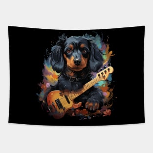 Dachshund Playing Guitar Tapestry