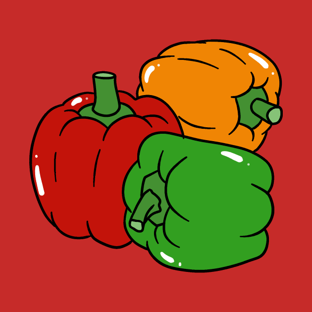 Red Green and Orange Bell Peppers by saradaboru