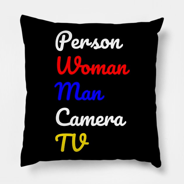 person woman man camera tv Pillow by Excela Studio
