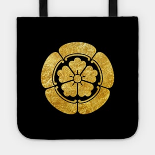 Oda Mon Japanese samurai clan faux gold on black Tote