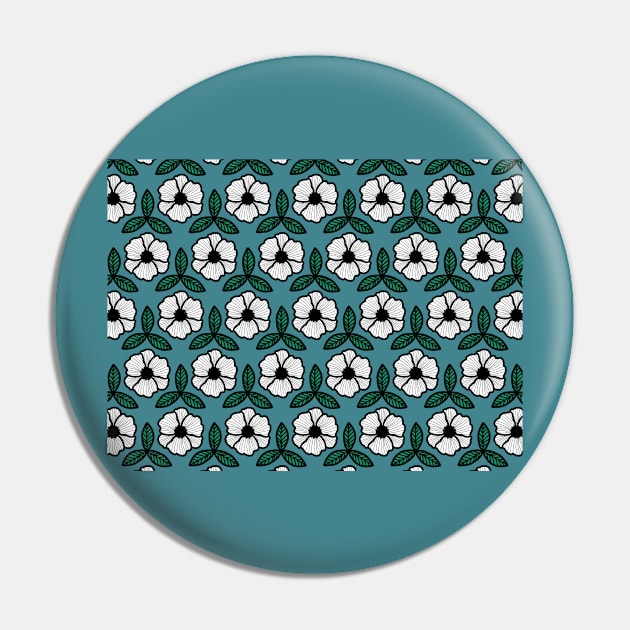 Blue Flower Pattern Pin by KayleeKat