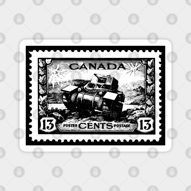 Vintage Canada Postage Stamp Military Ram Tank Magnet by Danielleroyer