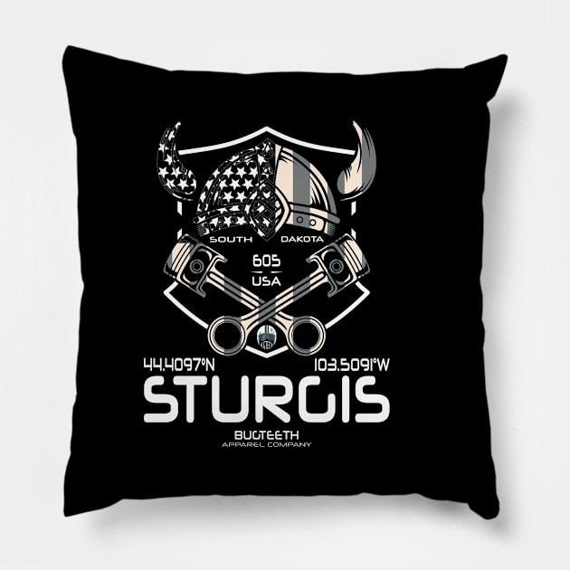 STURGIS SOUTH DAKOTA BIKER SHIRT Pillow by Bugteeth