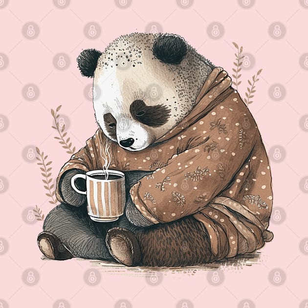 Cute sleepy Bear Drinking Coffee by GothicDesigns