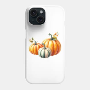 Watercolor Pumpkin Trio - Autumn Design - Fall Painting Phone Case