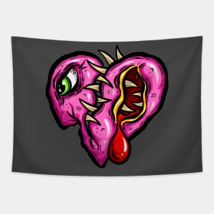 Zombie Heart Blood Teeth Green Valentines Tapestry