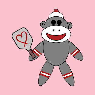 Sock Monkey With Pickleball Paddle T-Shirt