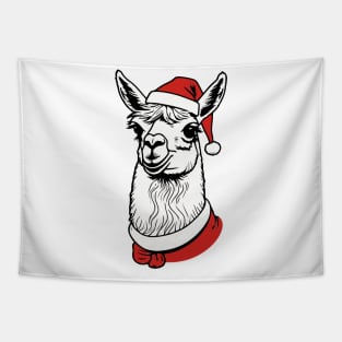 Christmas Llama with Santa Hat Tapestry