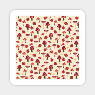 Red Mushrooms and Lady Bugs Magnet