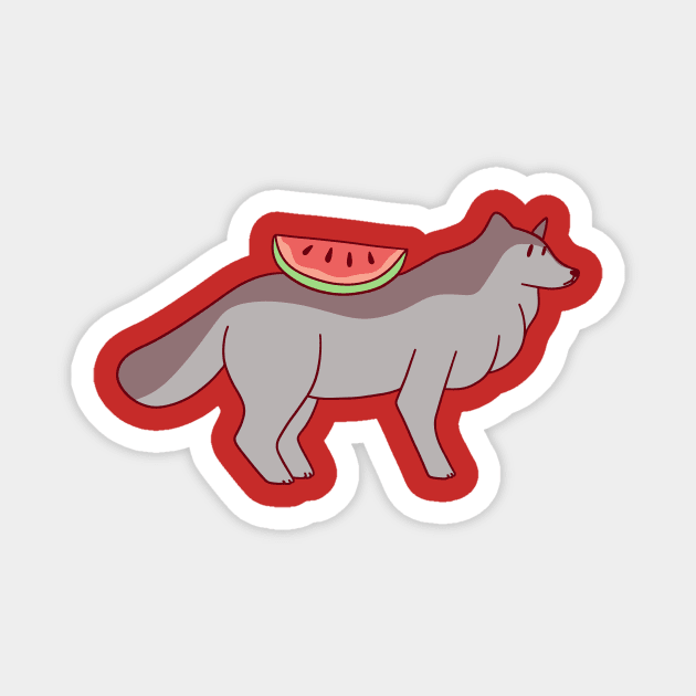 Watermelon Wolf Magnet by saradaboru