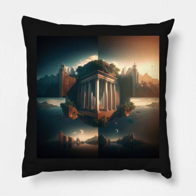 Greek Temple Wallpaper Ai Art Pillow by AiArtPerceived