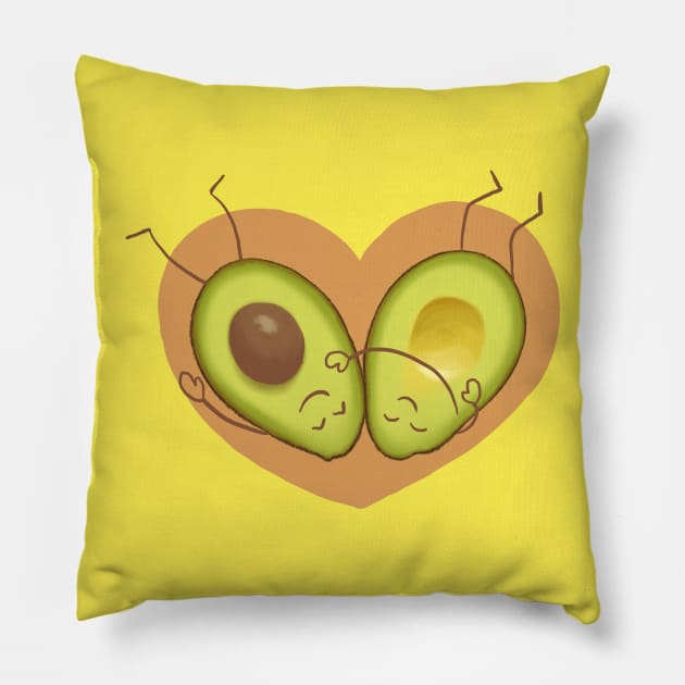 Cozy cuddling avocados Pillow by quenguyen