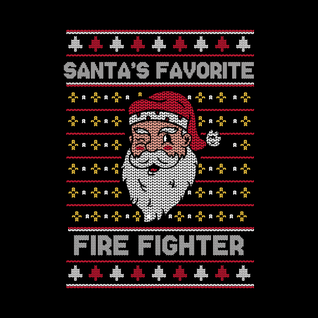 Santa's Favorite Fire Fighter // Funny Ugly Christmas Sweater // Fireman Holiday Xmas by Now Boarding