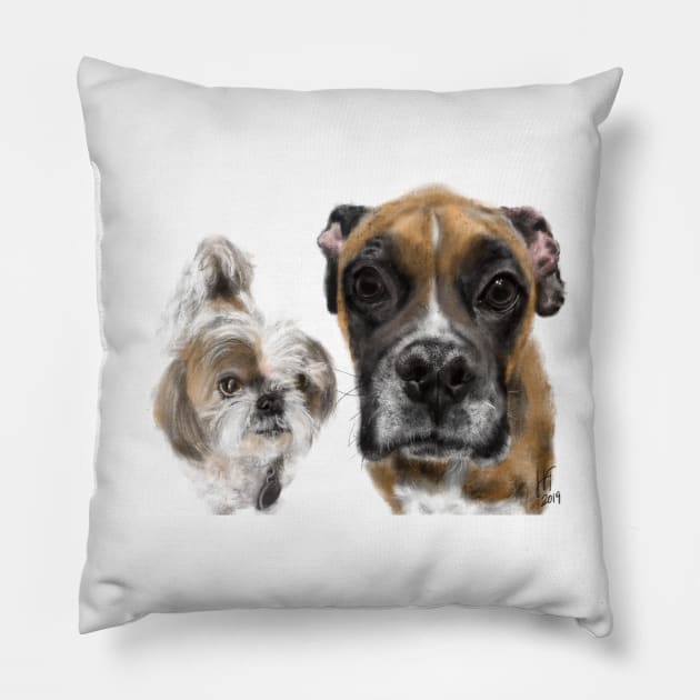 Best Friend Pooches But Keep Your Distance Pillow by LITDigitalArt