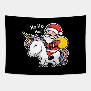 Unicorn and Santa Claus Tapestry