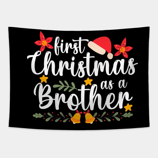 first christmas as a Brother Funny Xmas Christmas Tapestry by Giftyshoop