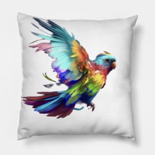 Colorful parrot flapping wings Pillow